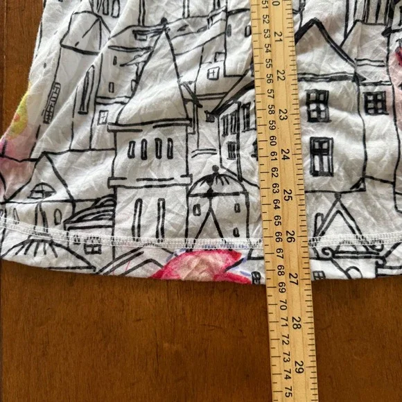 Ali Miles Womens L Tunic Top Butterfly Cityscape Print 3/4 Sleeve Art to Wear - Picture 8 of 8